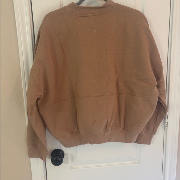 NWT Spalding Women’s M Taupe Crewneck Fleece Lined Bomber Jacket Sweatshirt - Picture 3 of 5